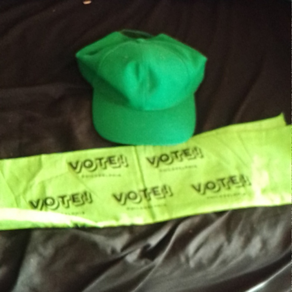 Green hat and handkerchief